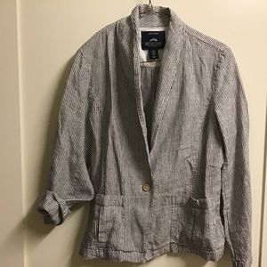 100% linen pin striped unlined lightweight jacket